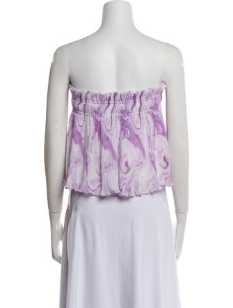 Ganni Tie-Dye Print Strapless Crop Top