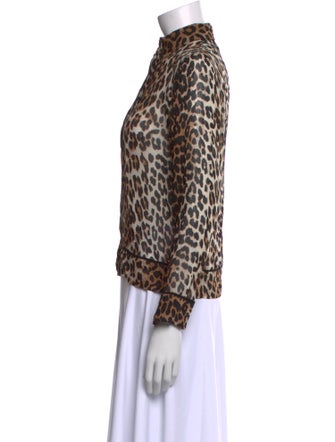 Ganni Animal Print Mock Neck Polo