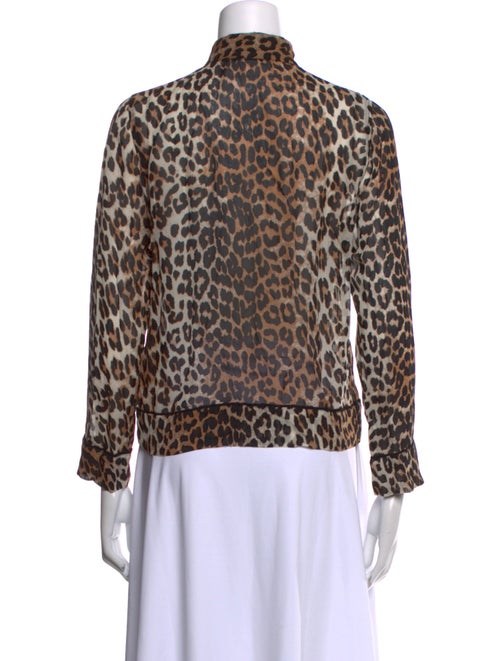 Ganni Animal Print Mock Neck Polo