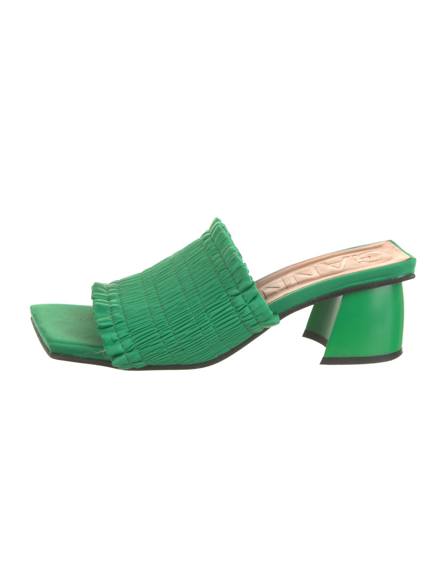 Ganni Leather Ruffle Embellishment Slides