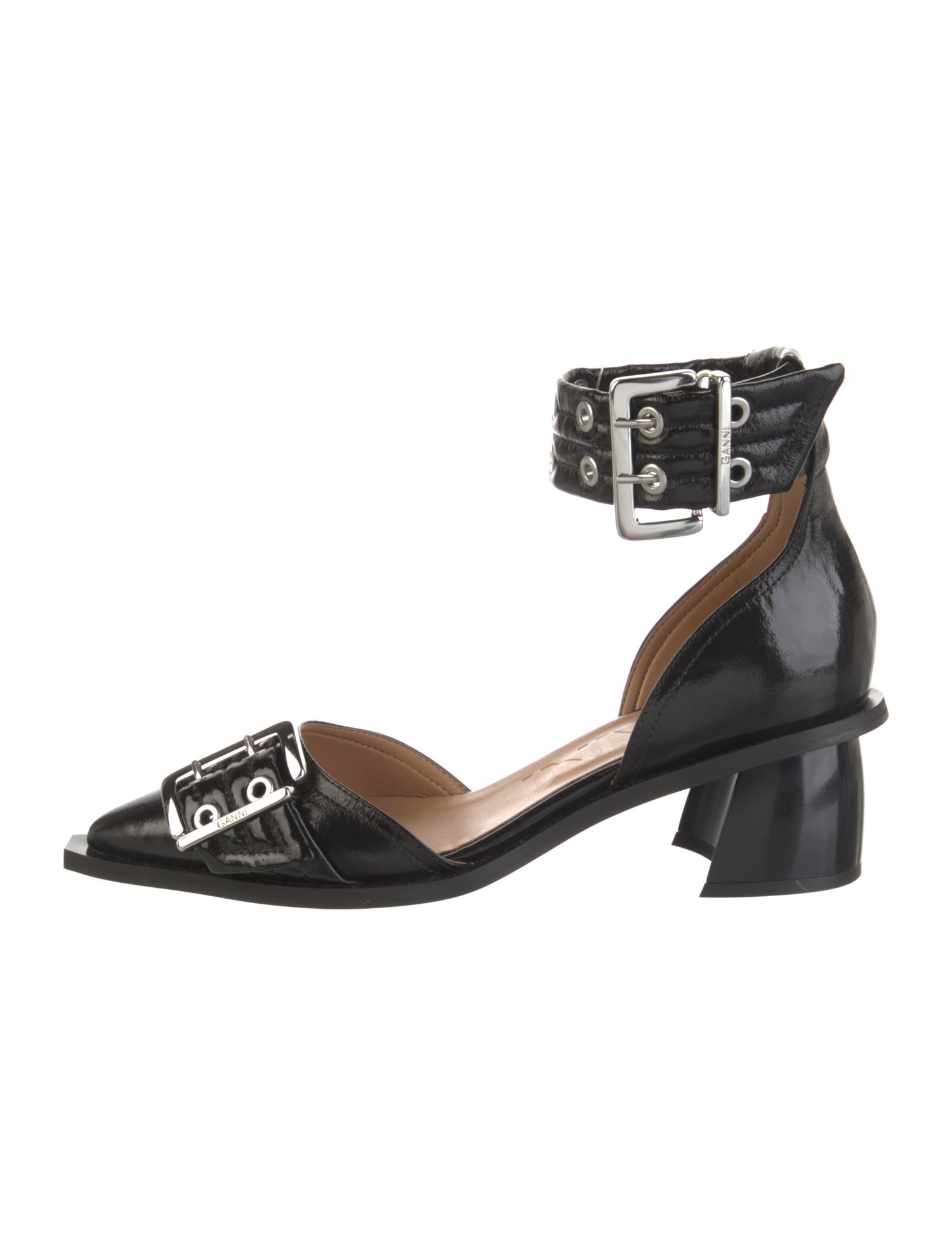 Ganni Leather Lasercut Accents D'Orsay Pumps