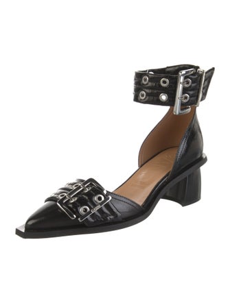 Ganni Leather Lasercut Accents D'Orsay Pumps