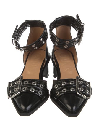 Ganni Leather Lasercut Accents D'Orsay Pumps