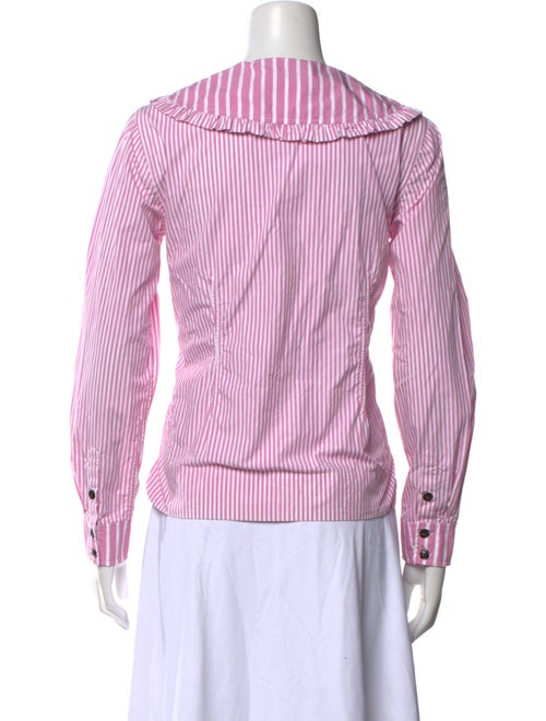 Ganni Striped V-Neck Button-Up Top