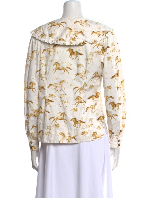 Ganni Floral Print Crew Neck Blouse