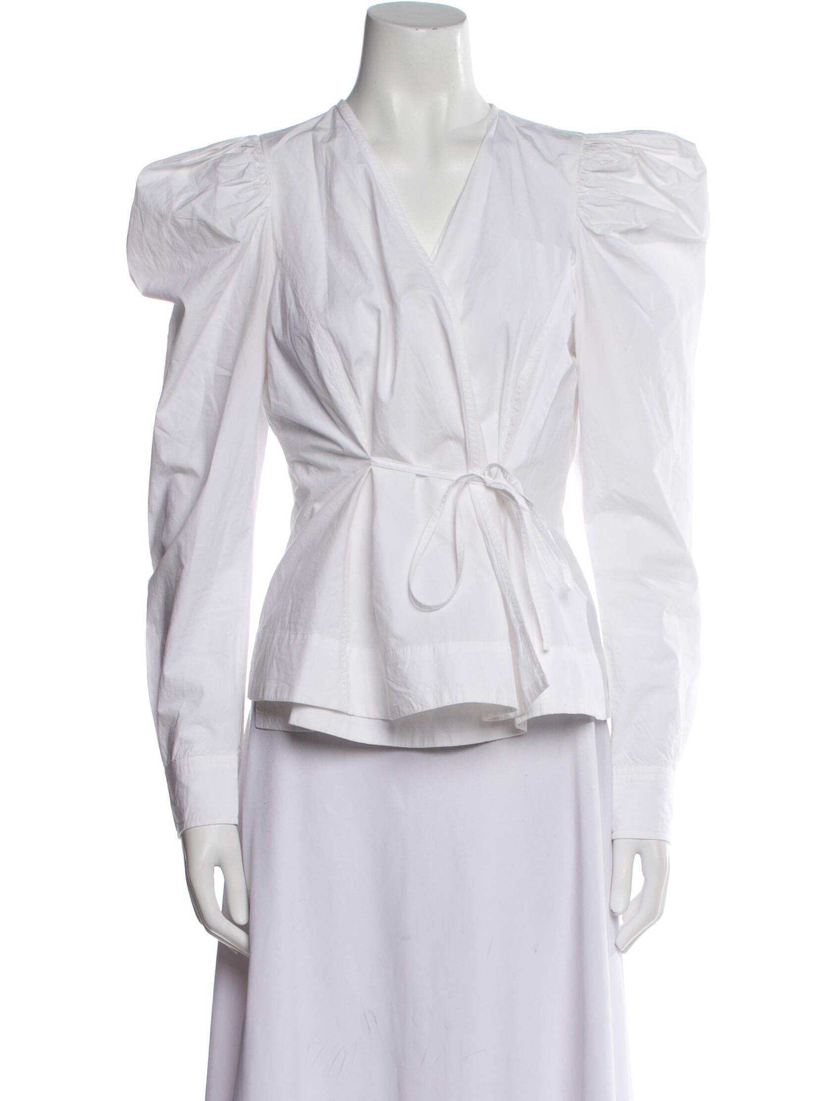 Ganni V-Neck Long Sleeve Blouse