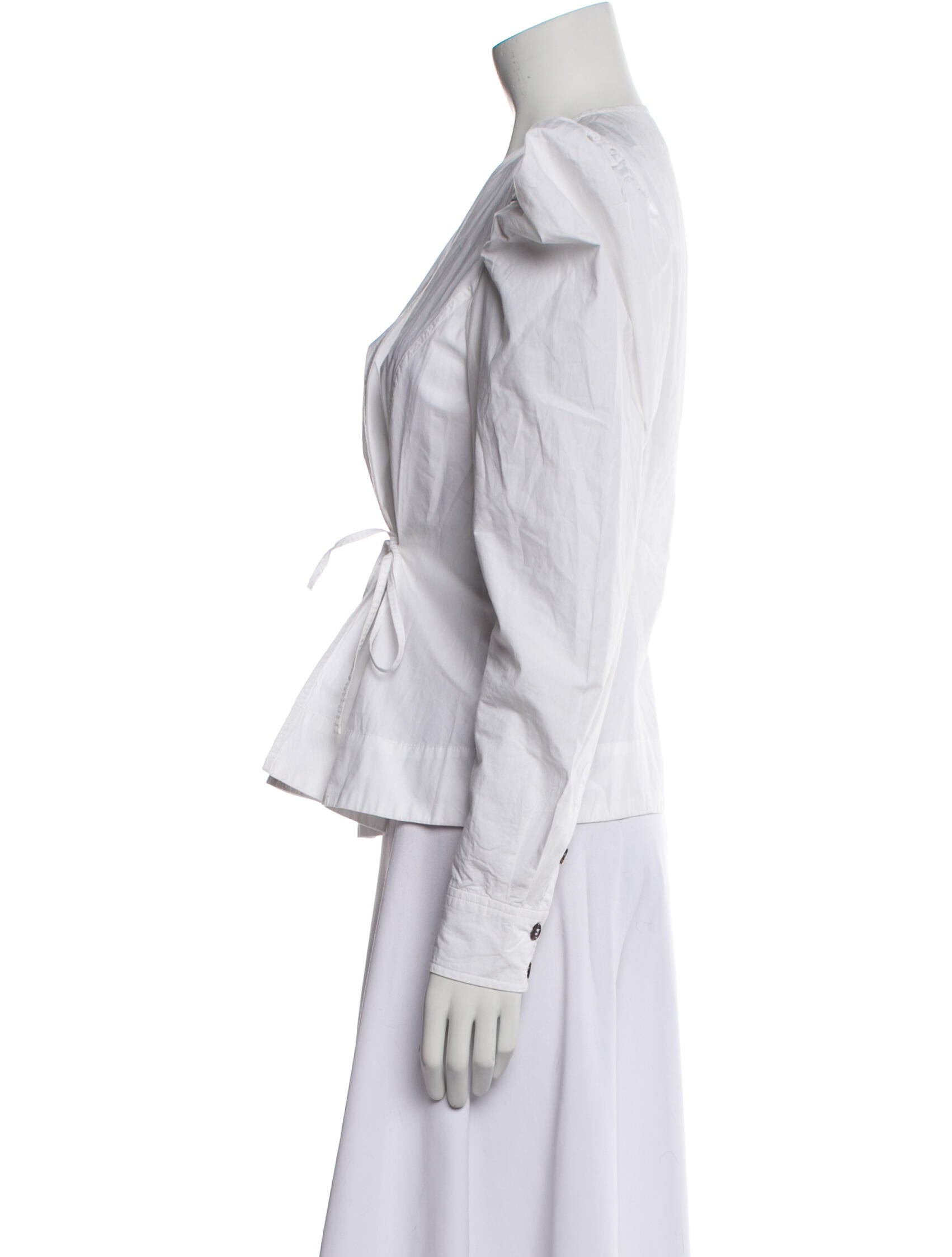 Ganni V-Neck Long Sleeve Blouse