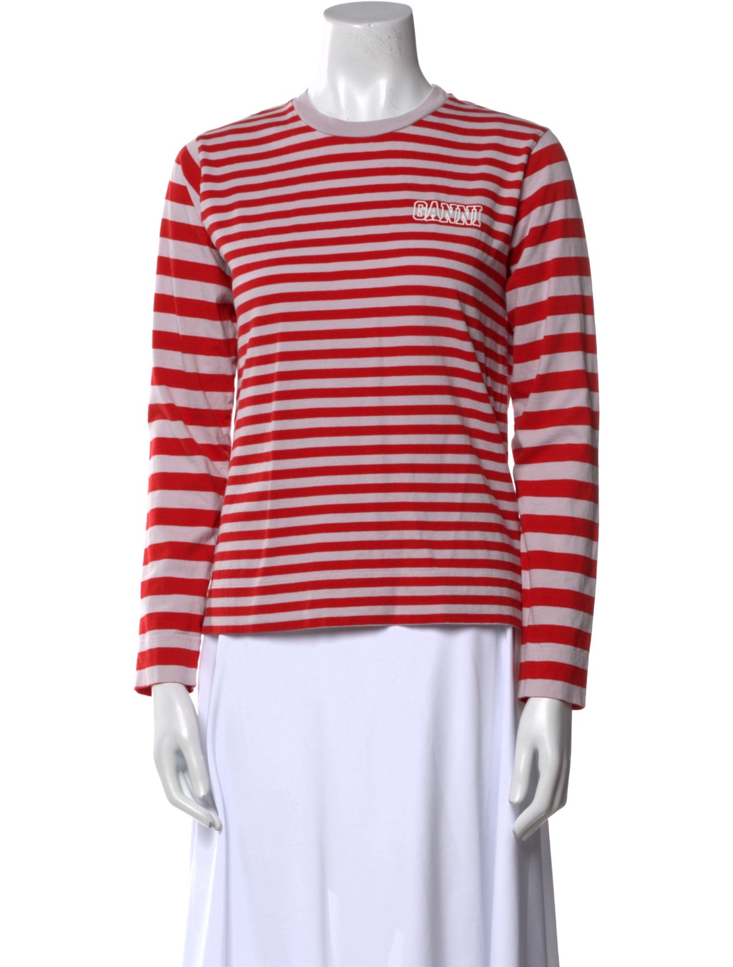Ganni Striped Crew Neck Top