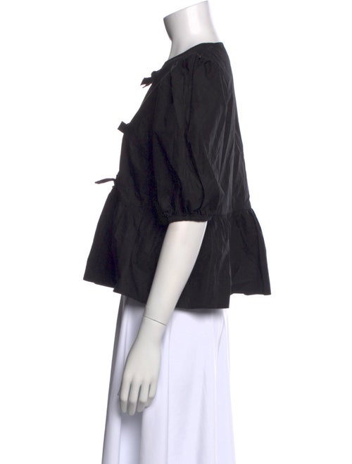 Ganni Crew Neck Short Sleeve Button-Up Top