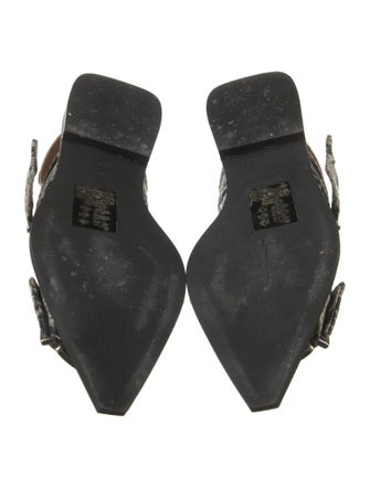 Ganni Leather Animal Print Slingback Flats