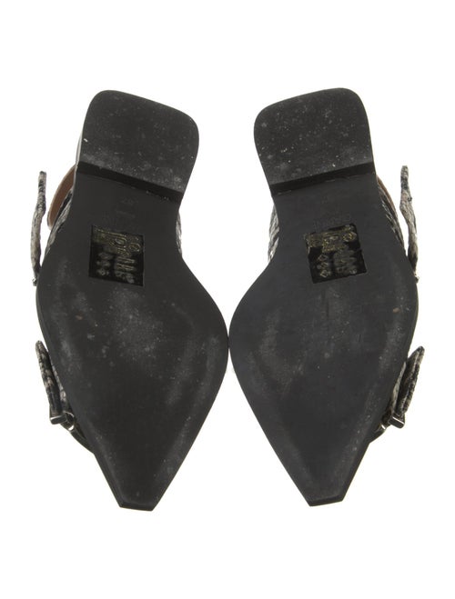 Ganni Leather Animal Print Slingback Flats