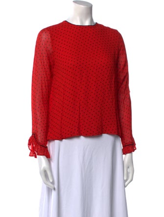 Ganni Printed Crew Neck Blouse