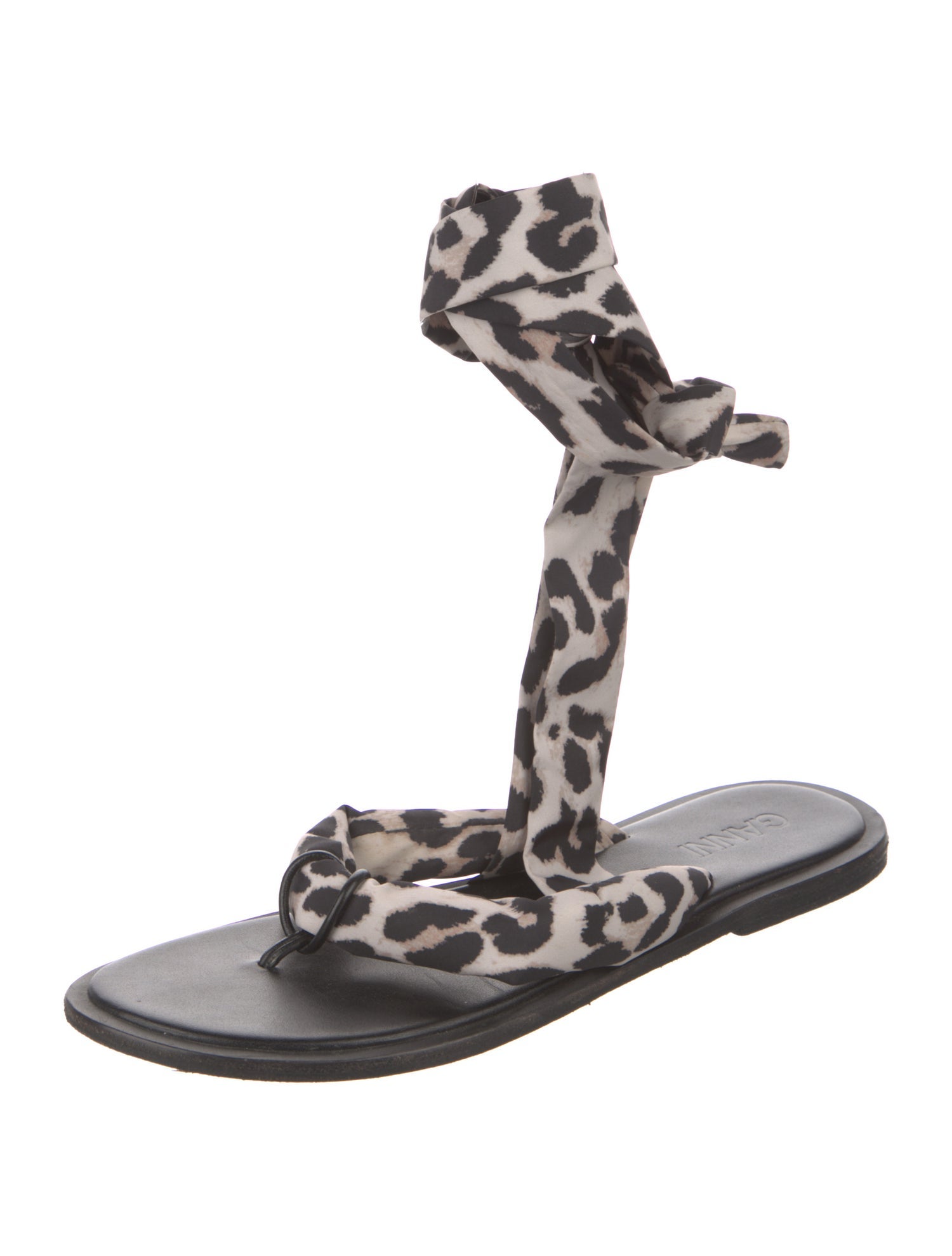 Ganni Leather Printed Gladiator Sandals