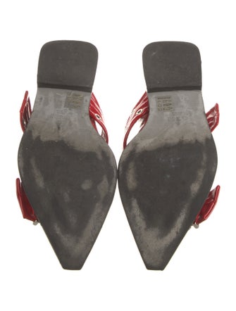 Ganni Patent Leather Leather Trim Embellishment Slingback Flats