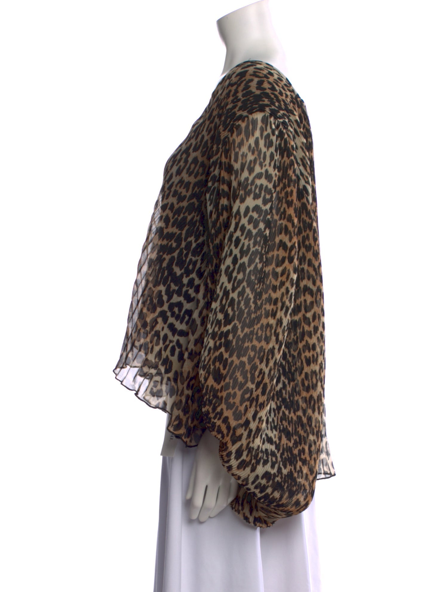 Ganni Animal Print V-Neck Blouse