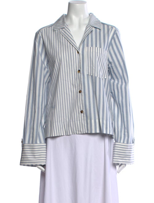 Ganni Striped Long Sleeve Button-Up Top