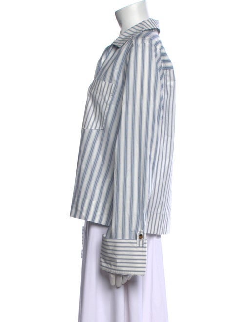 Ganni Striped Long Sleeve Button-Up Top