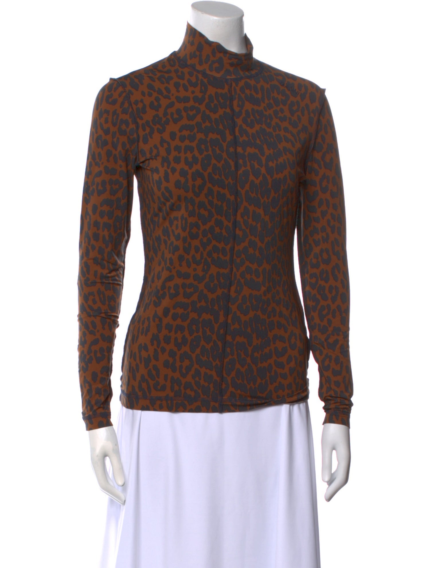 Ganni Animal Print Turtleneck Top