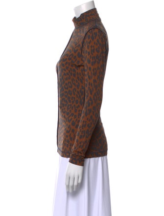 Ganni Animal Print Turtleneck Top