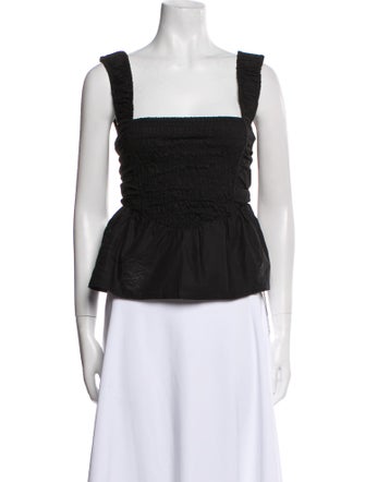 Ganni Square Neckline Sleeveless Crop Top