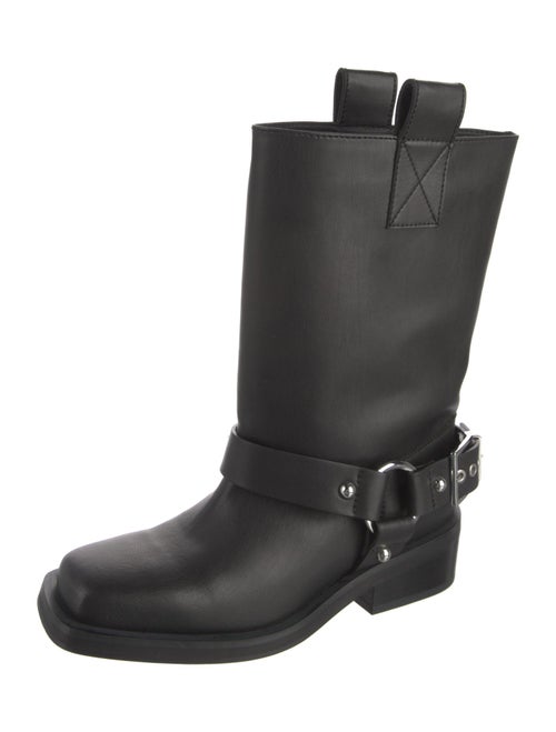 Ganni Leather Studded Accents Moto Boots