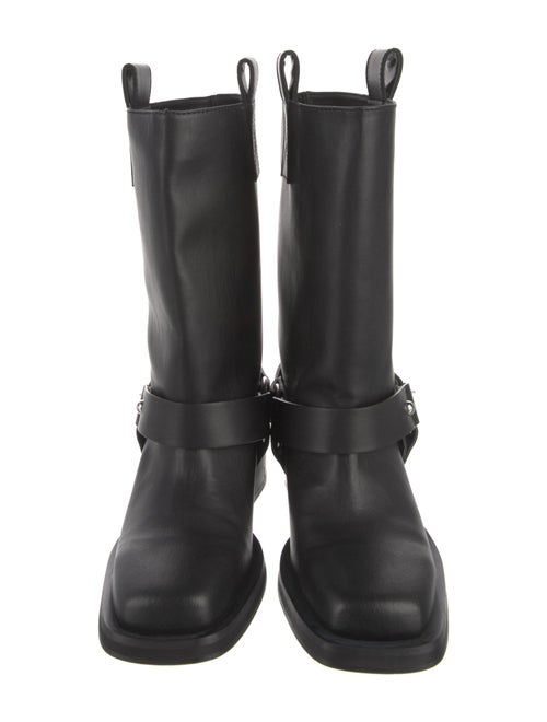 Ganni Leather Studded Accents Moto Boots