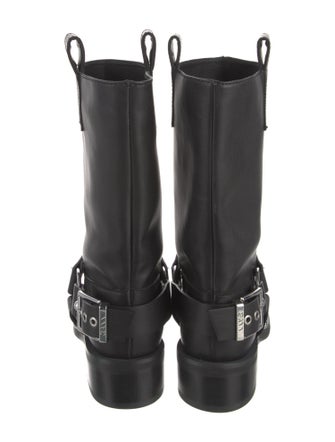 Ganni Leather Studded Accents Moto Boots