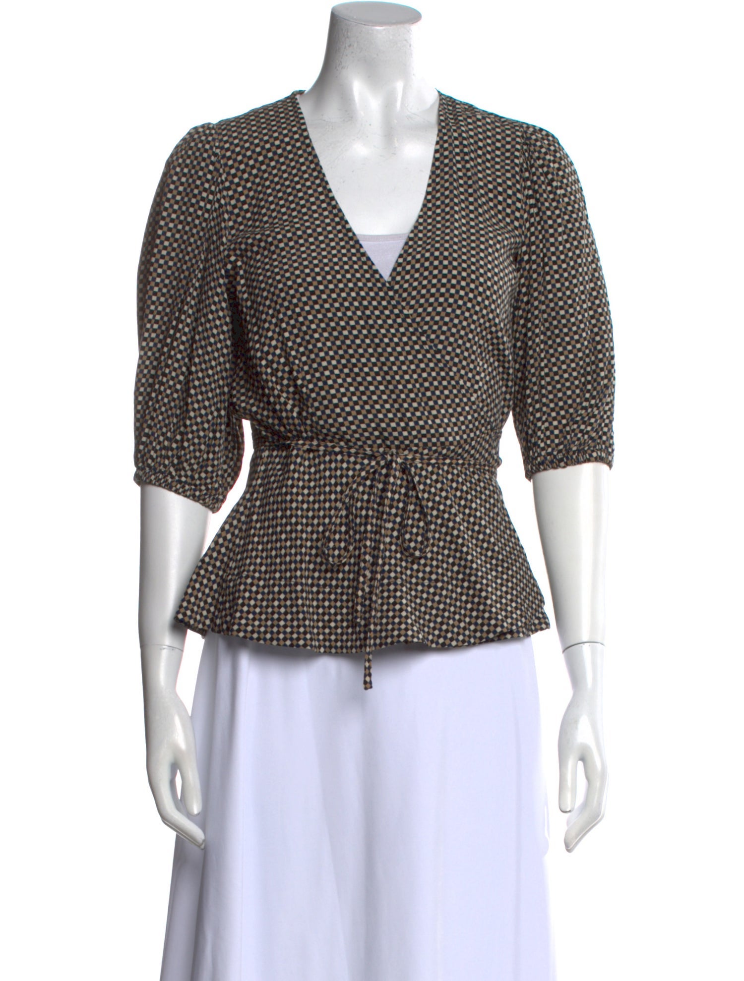 Ganni Polka Dot Print V-Neck Crop Top