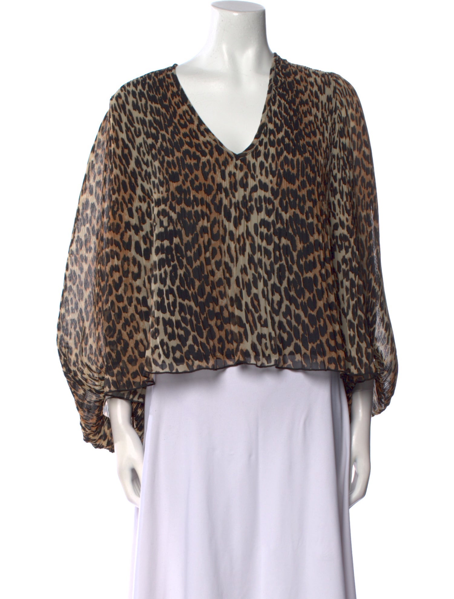 Ganni Animal Print V-Neck Blouse
