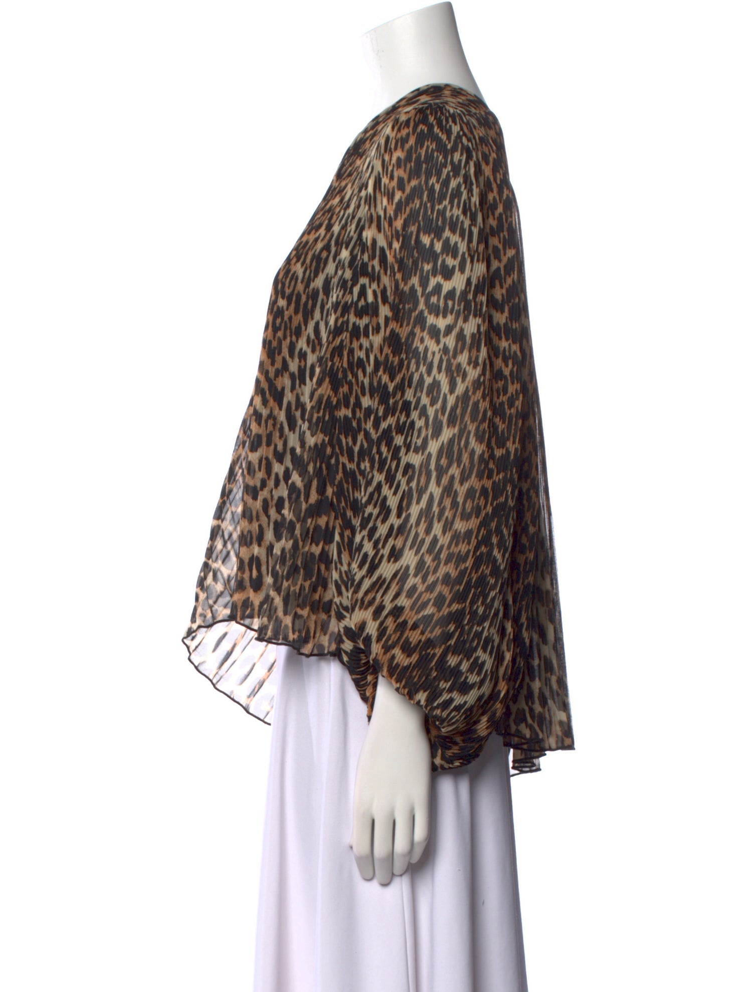 Ganni Animal Print V-Neck Blouse