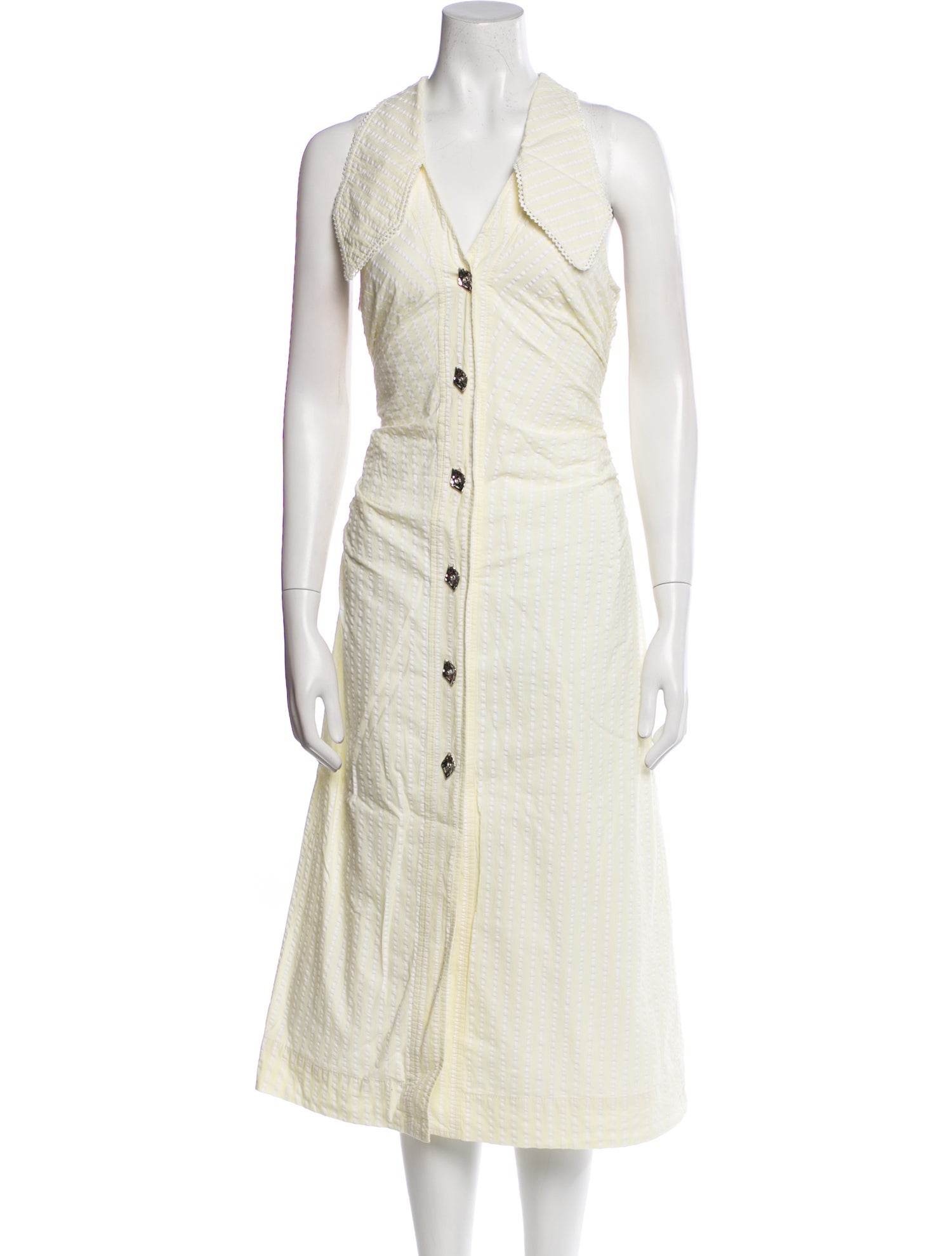 Ganni V-Neck Midi Length Dress