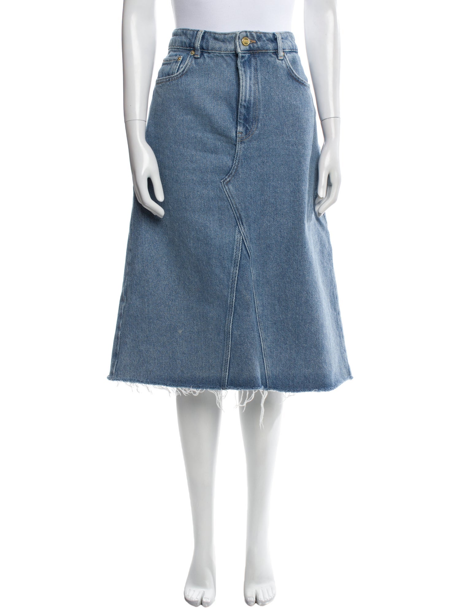 Ganni Raw-Edge Trim Midi Length Skirt