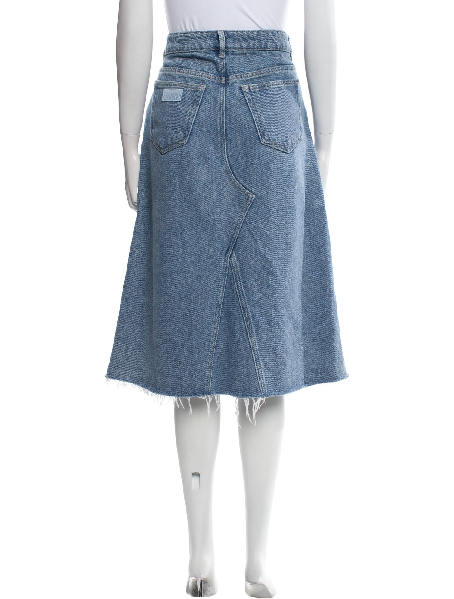 Ganni Raw-Edge Trim Midi Length Skirt