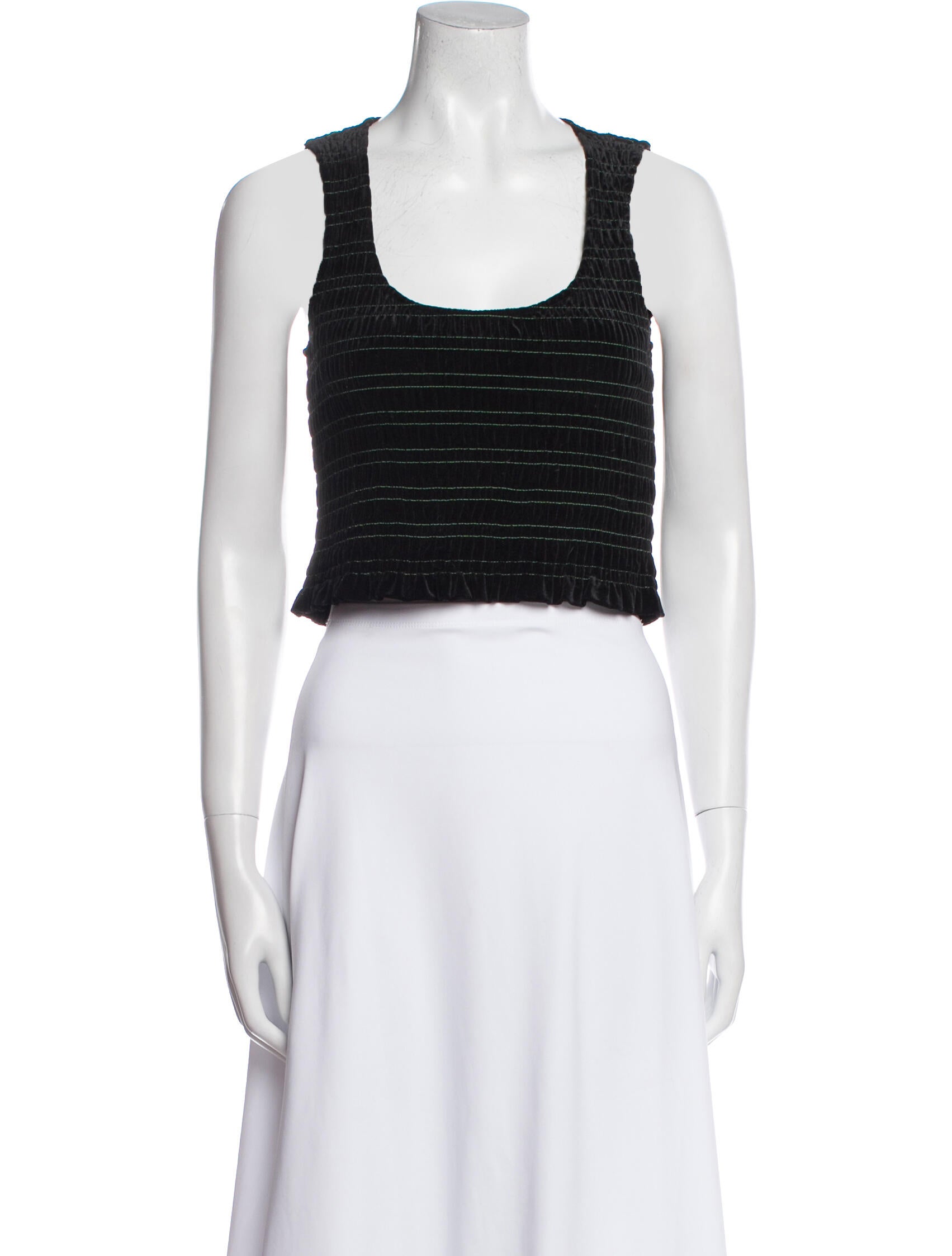 Ganni Striped Scoop Neck Crop Top