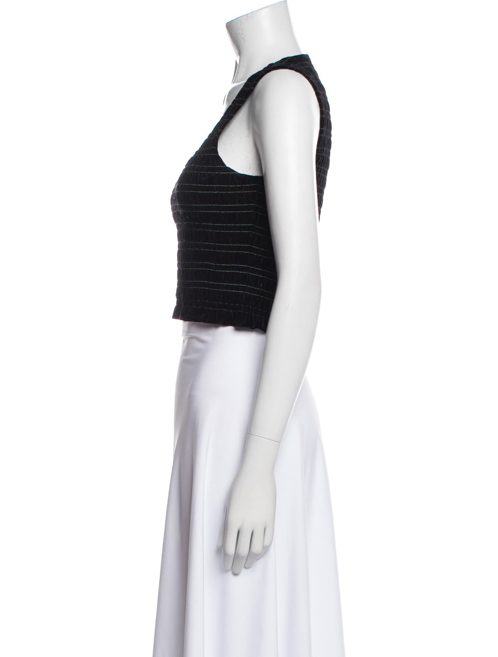 Ganni Striped Scoop Neck Crop Top