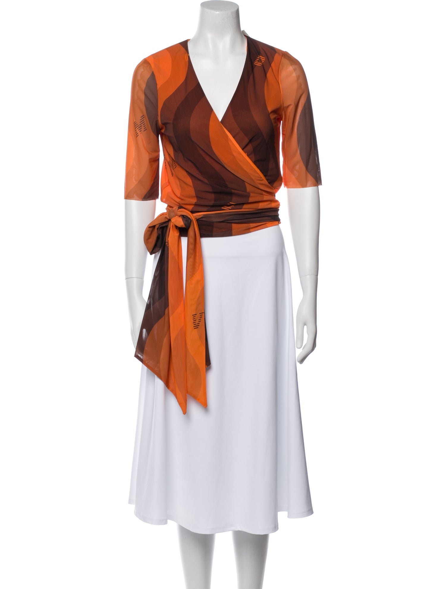 Ganni Printed V-Neck Crop Top