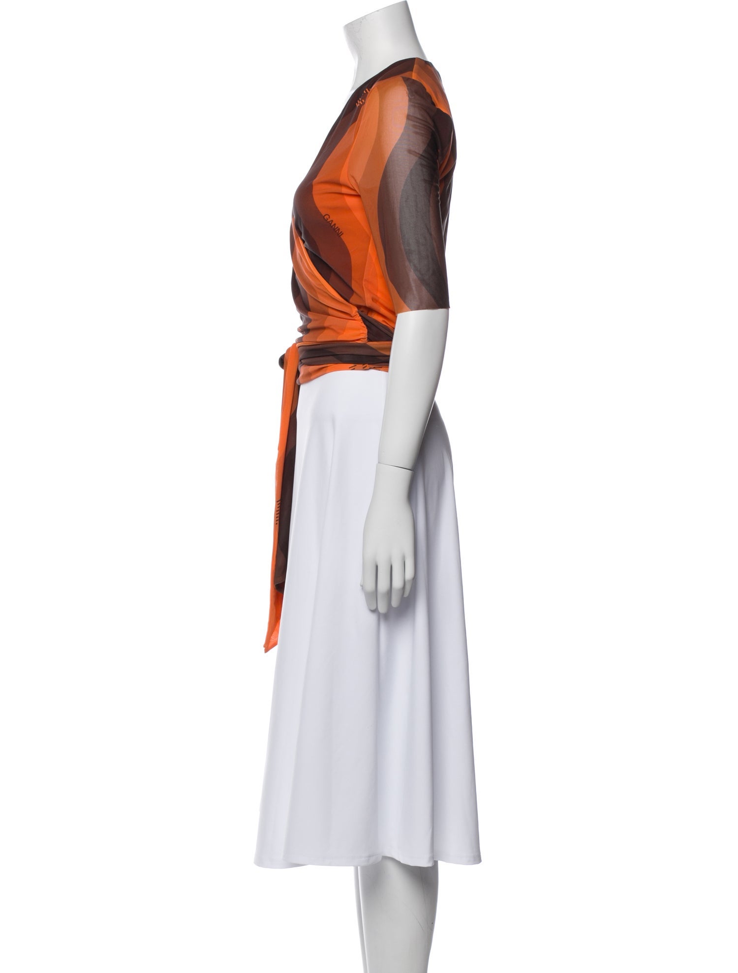 Ganni Printed V-Neck Crop Top