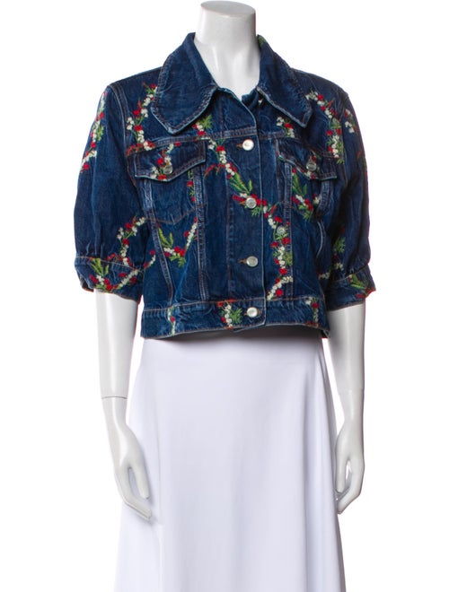 Ganni Floral Print Denim Jacket