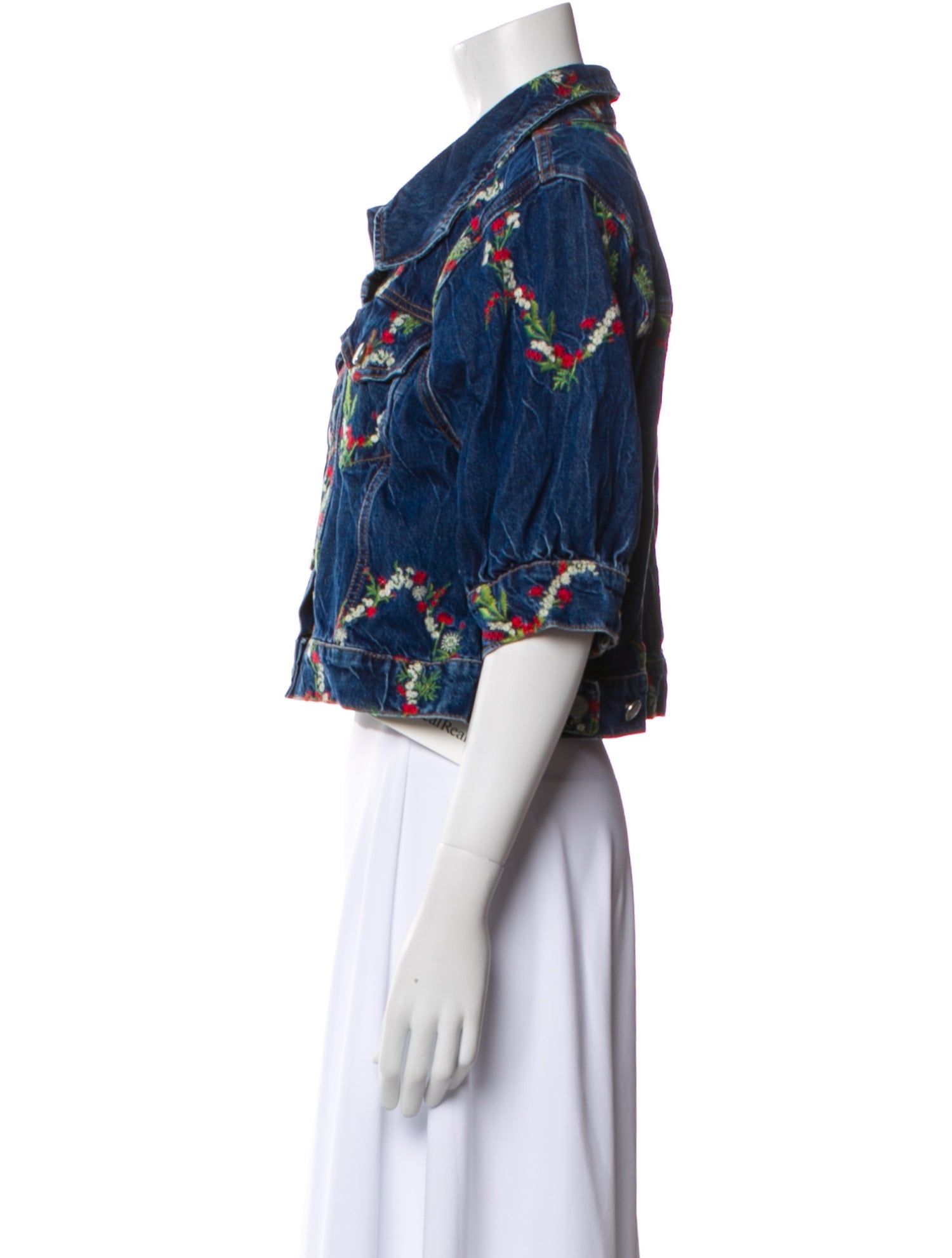 Ganni Floral Print Denim Jacket