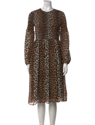 Ganni Animal Print Midi Length Dress