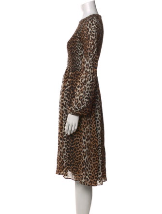 Ganni Animal Print Midi Length Dress