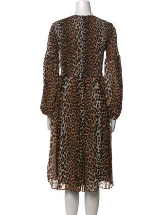 Ganni Animal Print Midi Length Dress