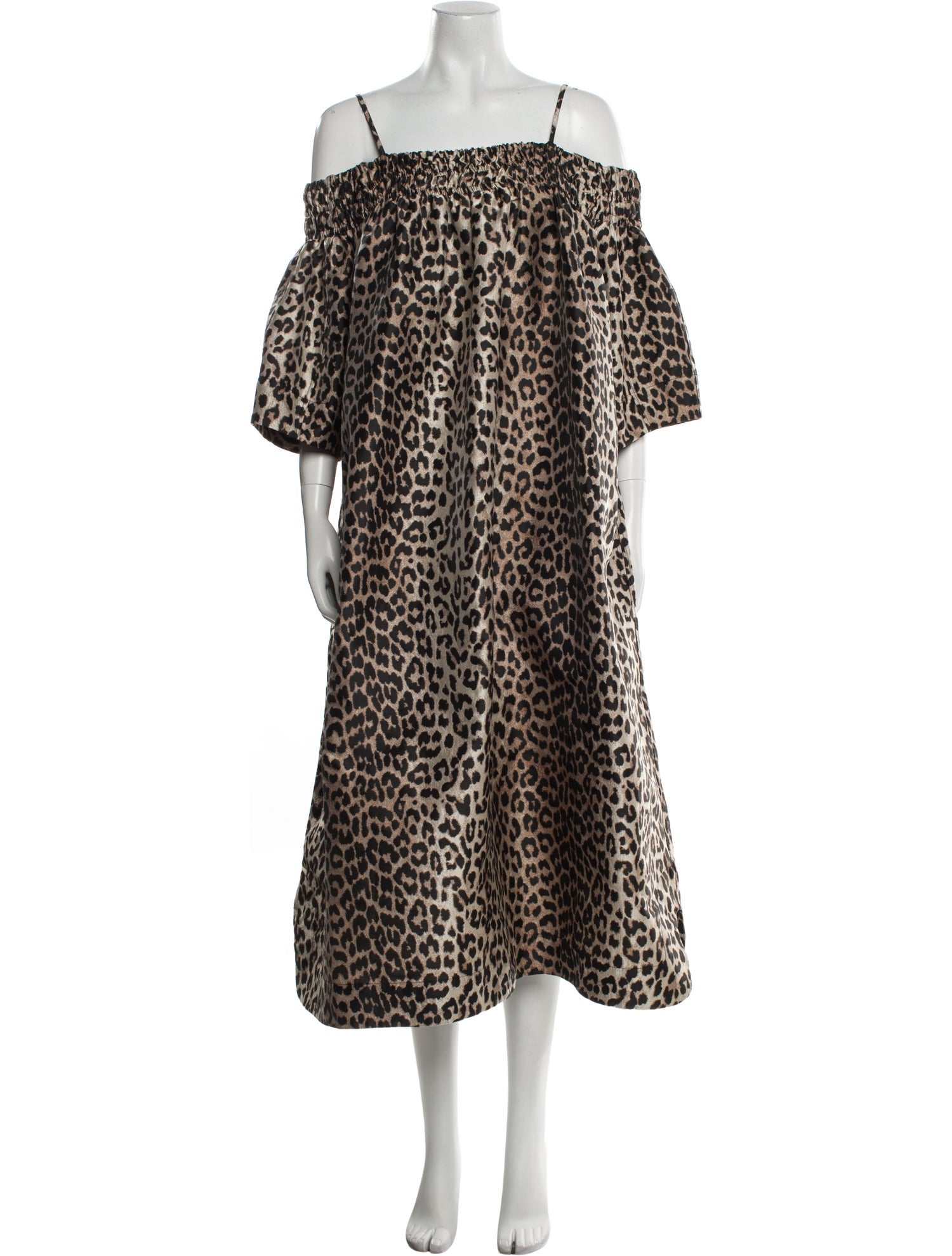 Ganni Animal Print Midi Length Dress
