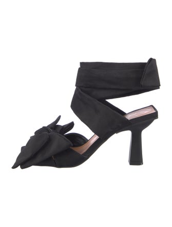 Ganni Satin Bow Accents Slingback Sandals