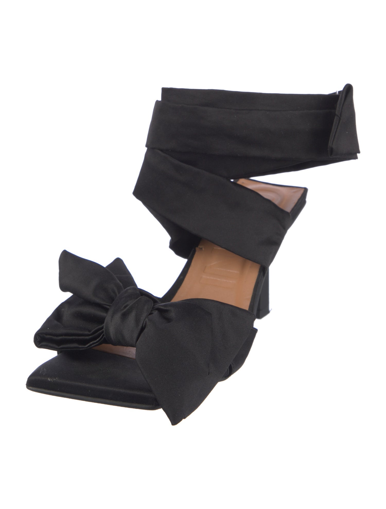 Ganni Satin Bow Accents Slingback Sandals