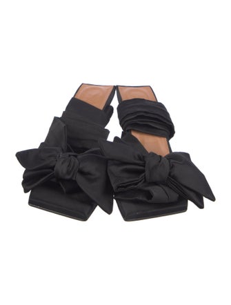 Ganni Satin Bow Accents Slingback Sandals