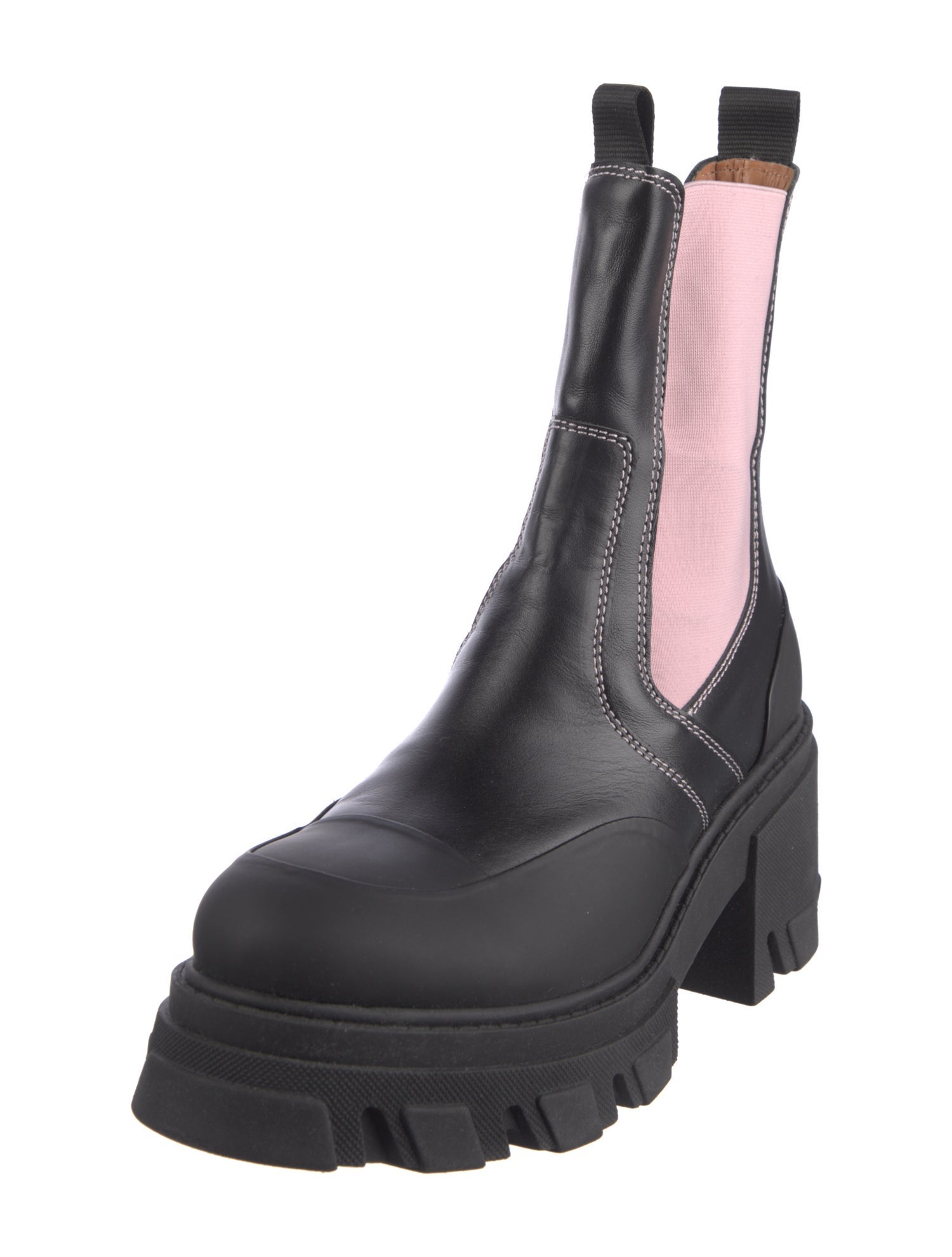 Ganni Leather Colorblock Pattern Chelsea Boots