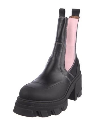 Ganni Leather Colorblock Pattern Chelsea Boots