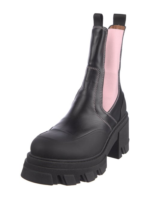 Ganni Leather Colorblock Pattern Chelsea Boots