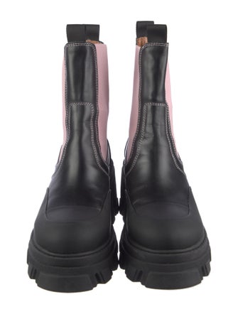 Ganni Leather Colorblock Pattern Chelsea Boots